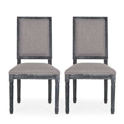 French Country Style Dining Chair With Upholstered Seating And Fluted Legs Noble House