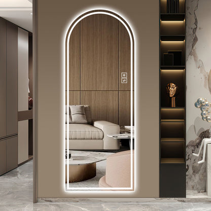 Arch Design LED Full Length Mirror, Dimmable, High Definition, Explosion Proof, 65" X 21" - Silver Daily Nest