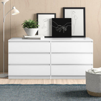 6 Drawer Double Dresser For Bedroom Living Room Hallway - White