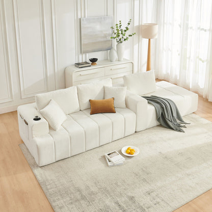 L - Shaped Sectional Sofa With Cup Holders & Side Pockets Home Essentials