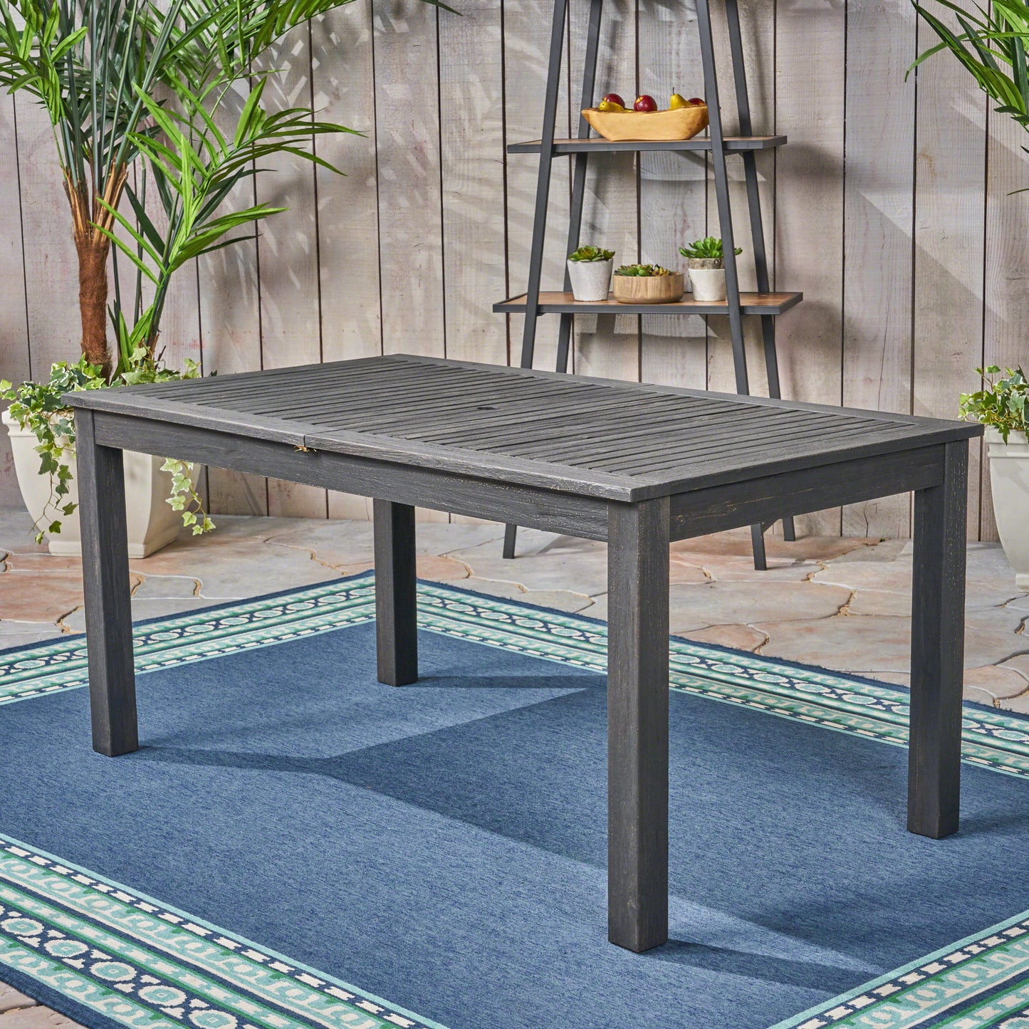 Outdoor Expandable Dining Table With Square Legs Noble House