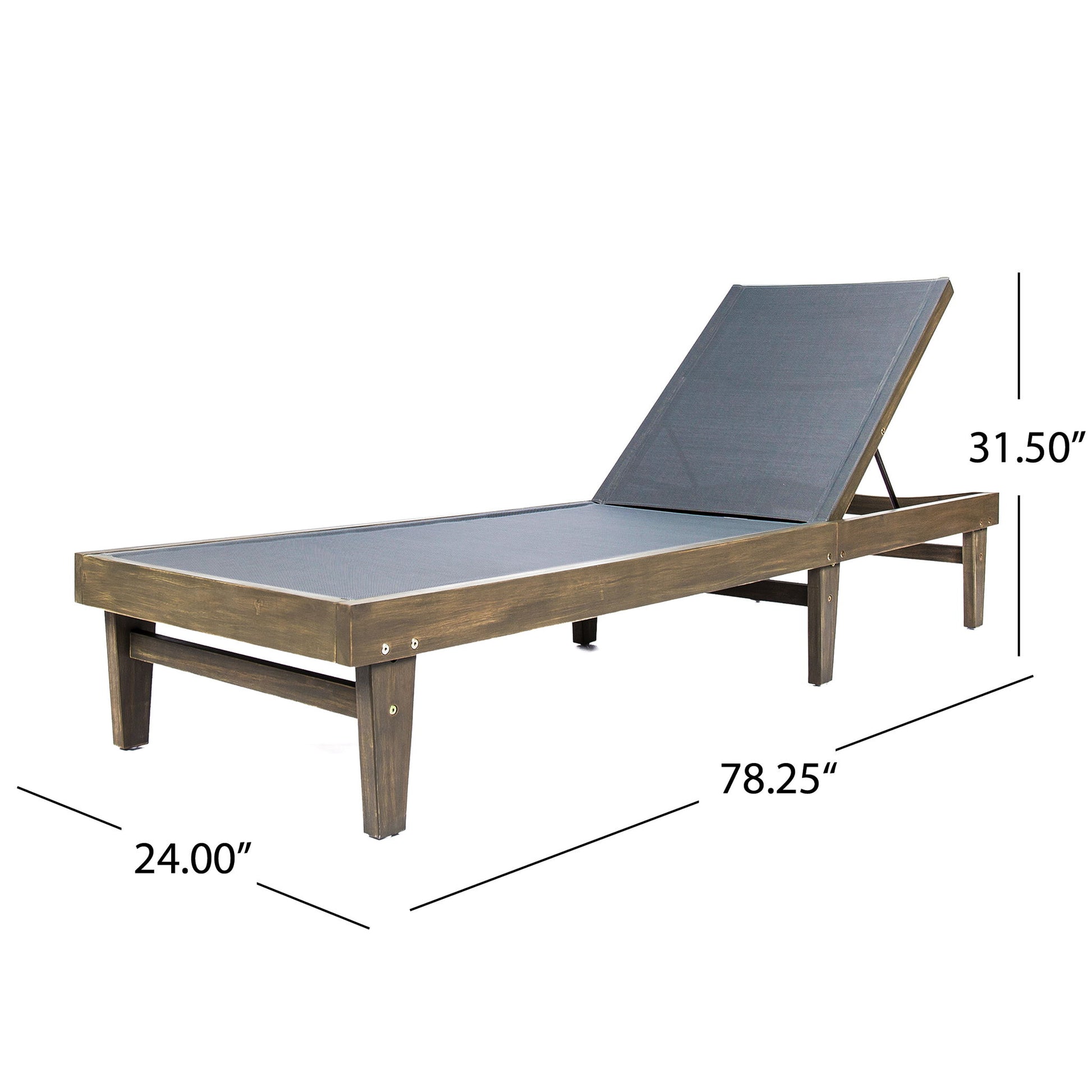 Summerland Chaise Lounge Dark Mesh Outdoor Seating - Dark Gray Noble House