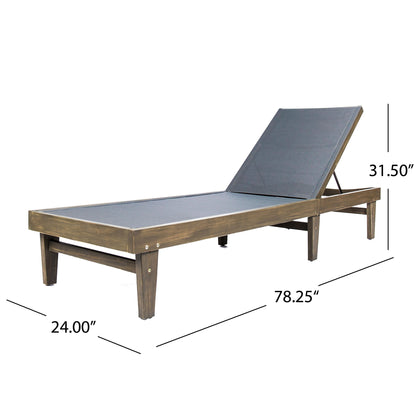 Summerland Chaise Lounge Dark Mesh Outdoor Seating - Dark Gray Noble House