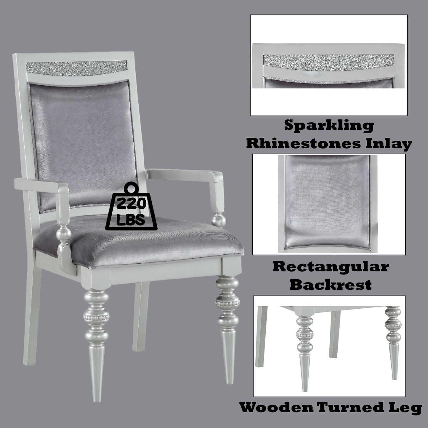 Maverick - Arm Chair (Set of 2) - Silver Acme