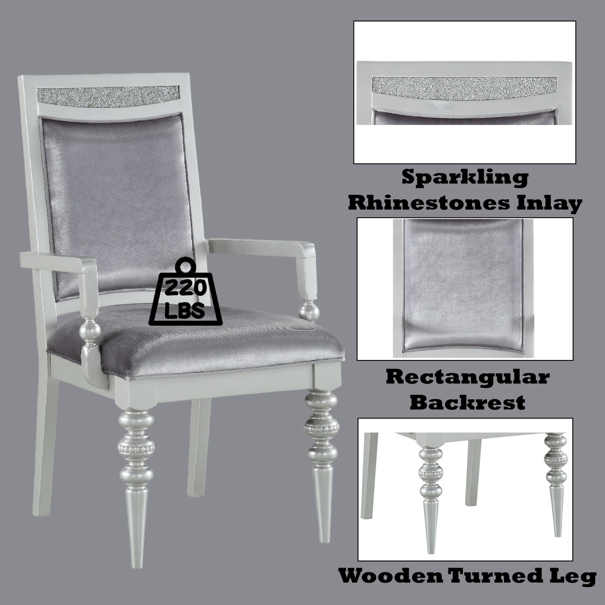 Maverick - Arm Chair (Set of 2) - Silver Acme