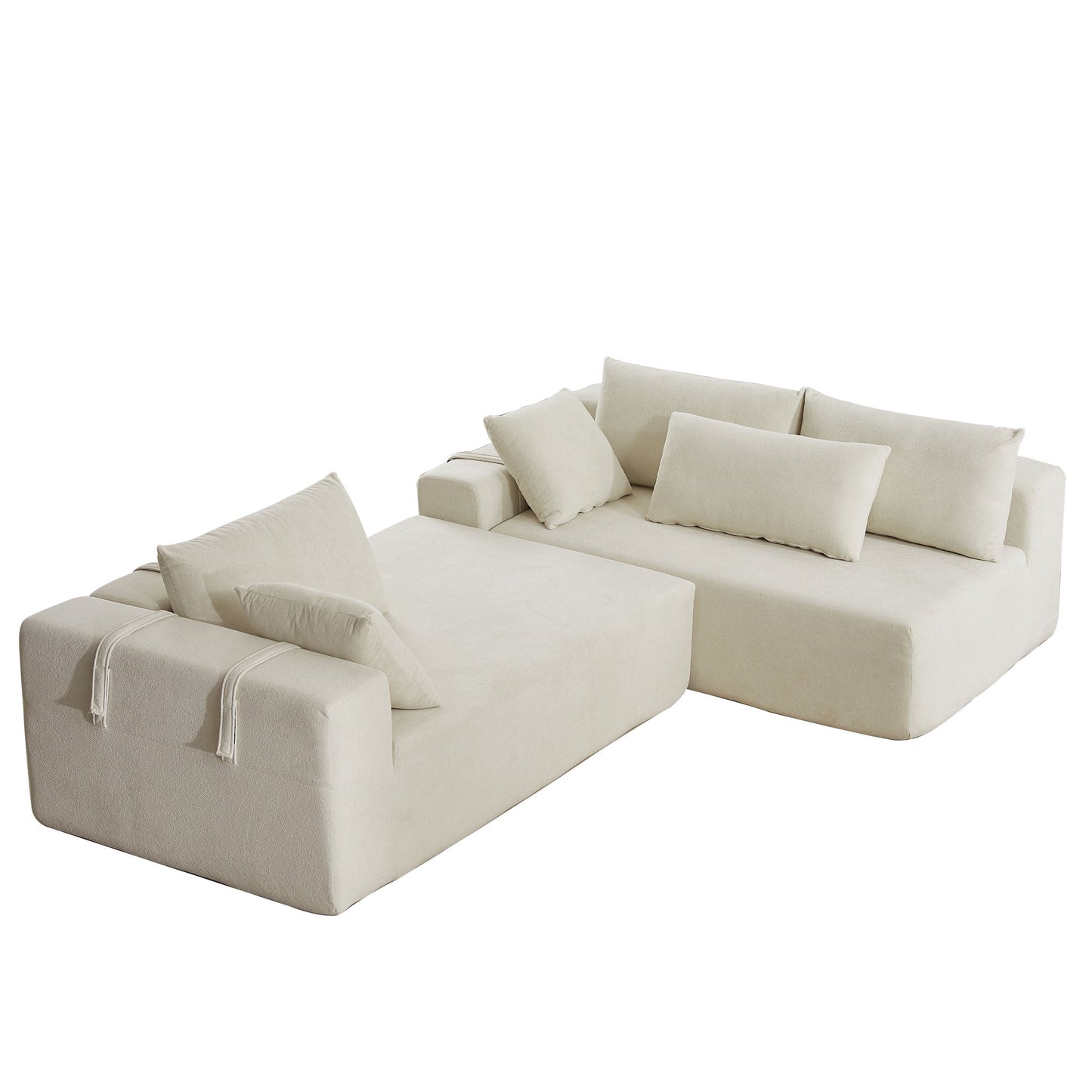 Modern Chenille Upholstered Sectional Sofa Couch Set With 6 Pillows,Free Combination Home Essentials