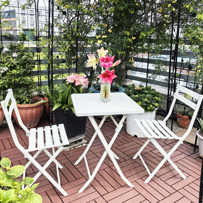 3 Piece Patio Bistro Set Of Foldable Square Table And Chairs Home Essentials