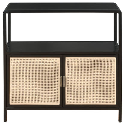 Amherst - 2-Door Radio Weave Cane Metal Accent Cabinet - Snoozhouse