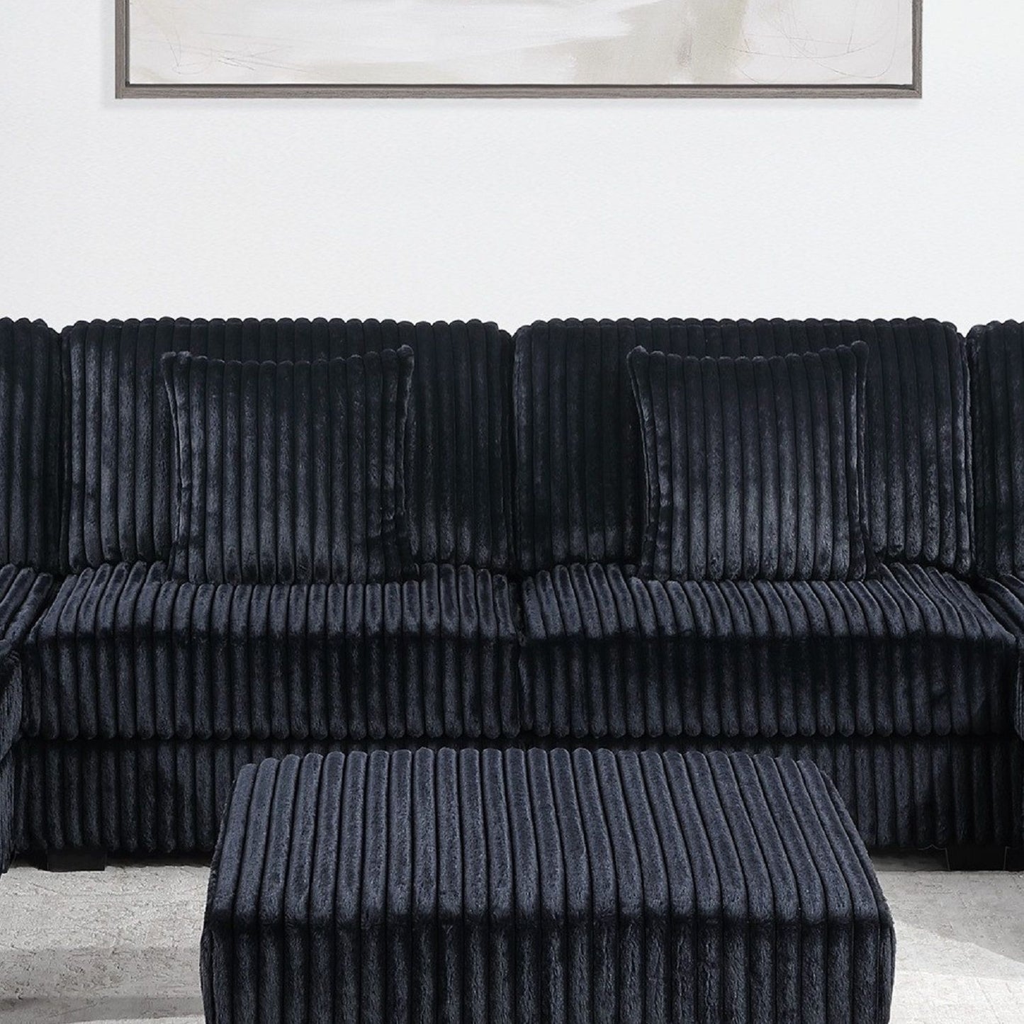 Armless Chair With Pillow, Living Room Furniture, Soft Upholstered - Black Home Essentials