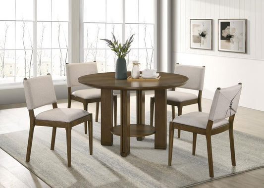 Ottowa - 5 Piece Round Wood Dining Room Table Set - Brown Coaster Fine Furniture
