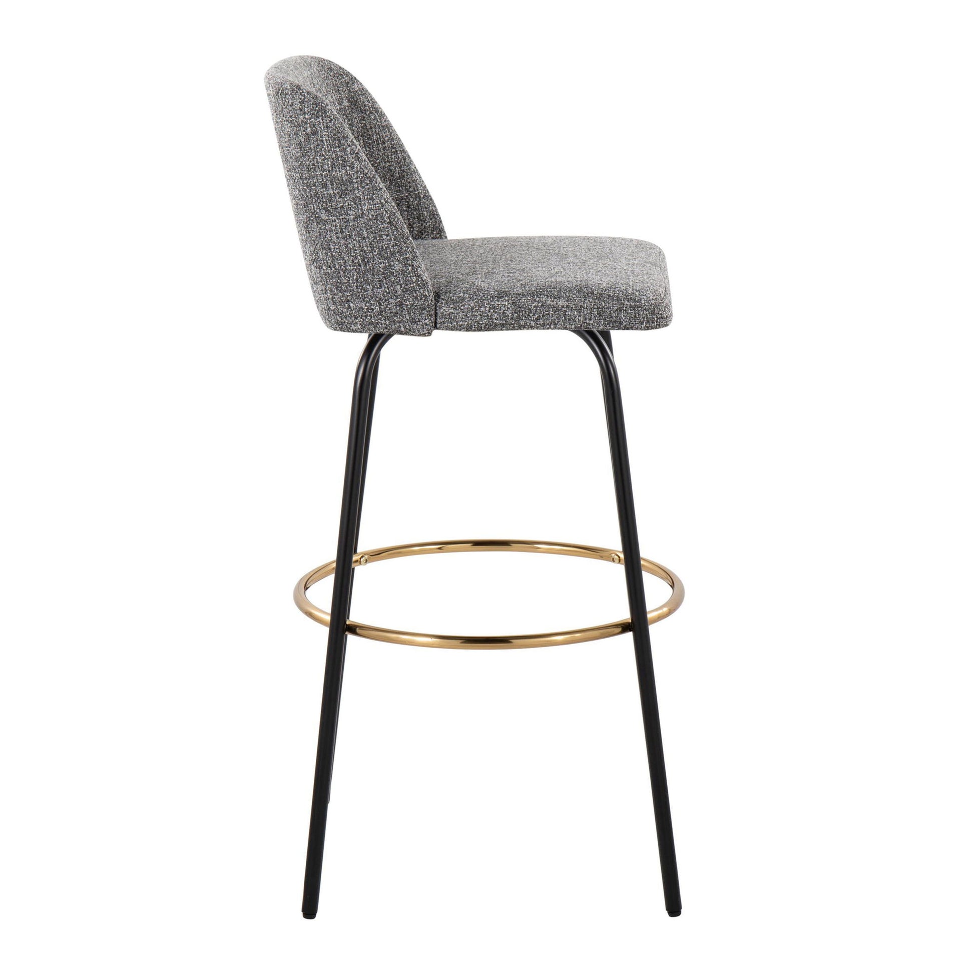 Toriano - Contemporary Fixed Height, Barstool With Swivel & Round Footrest (Set of 2) Lumi Source