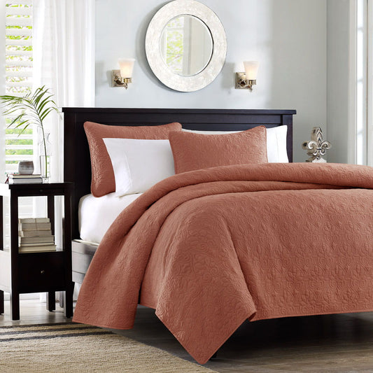 Quebec - 3 Piece King/California King Reversible Quilt Set - Clay Red Madison Park