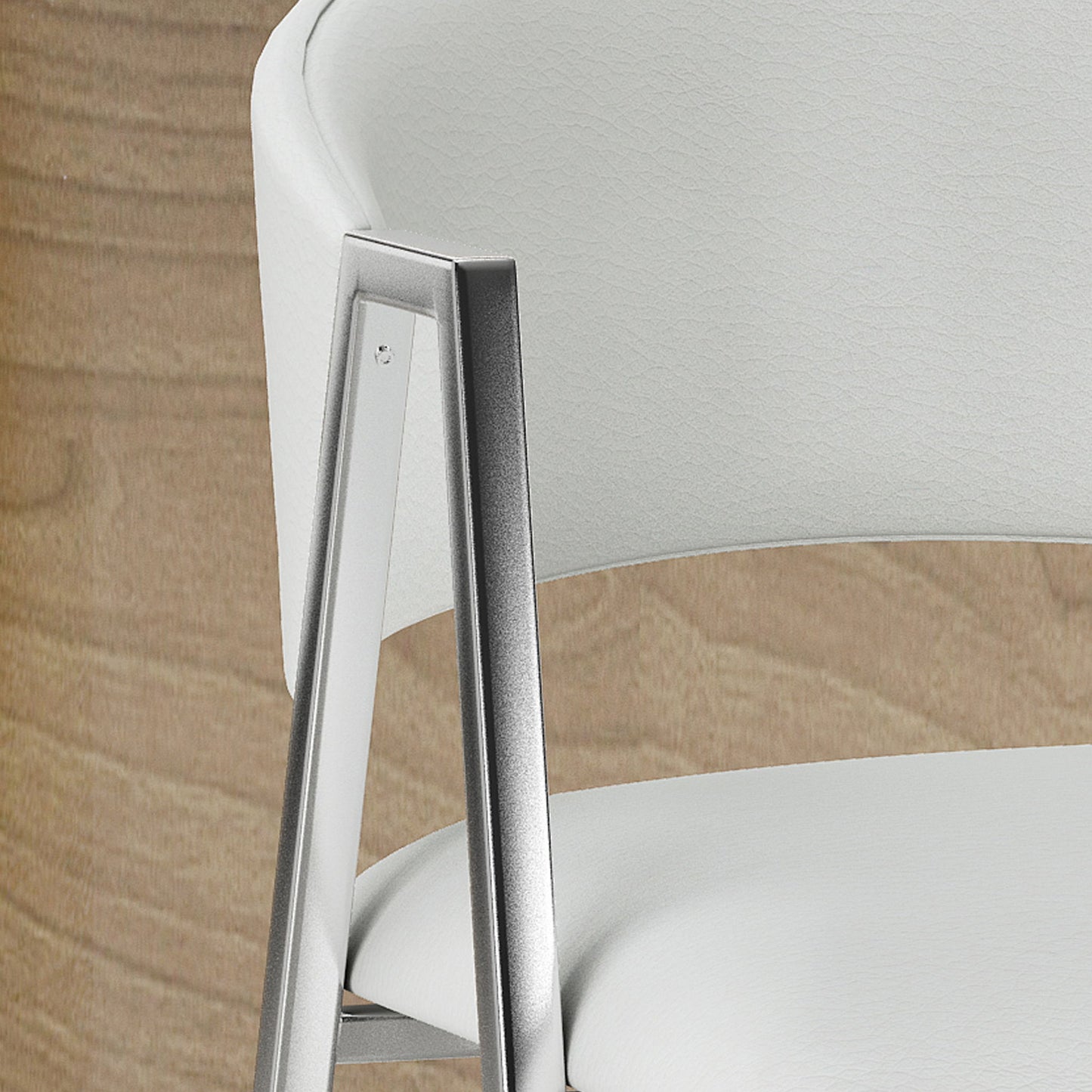 Modern Bar Stools With Low Back And Arms And Durable Metal Frame (Set of 2) - Ivory Noble House