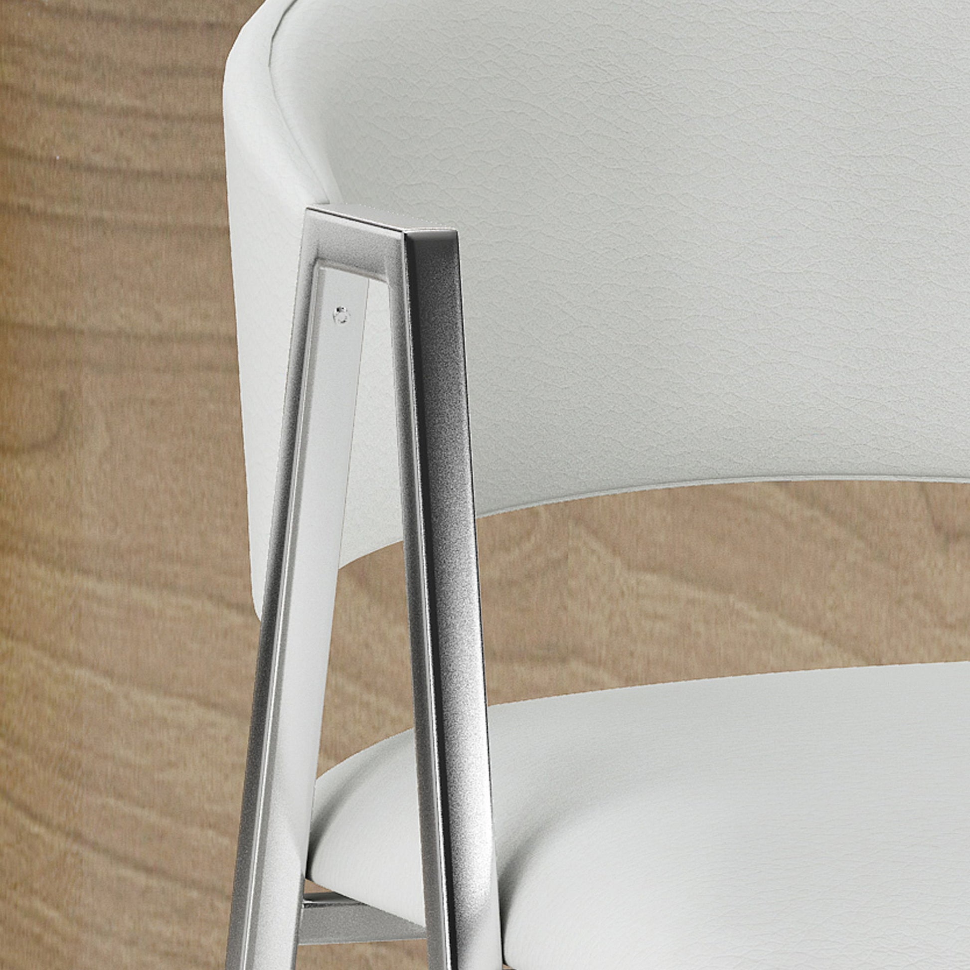 Modern Bar Stools With Low Back And Arms And Durable Metal Frame (Set of 2) - Ivory Noble House