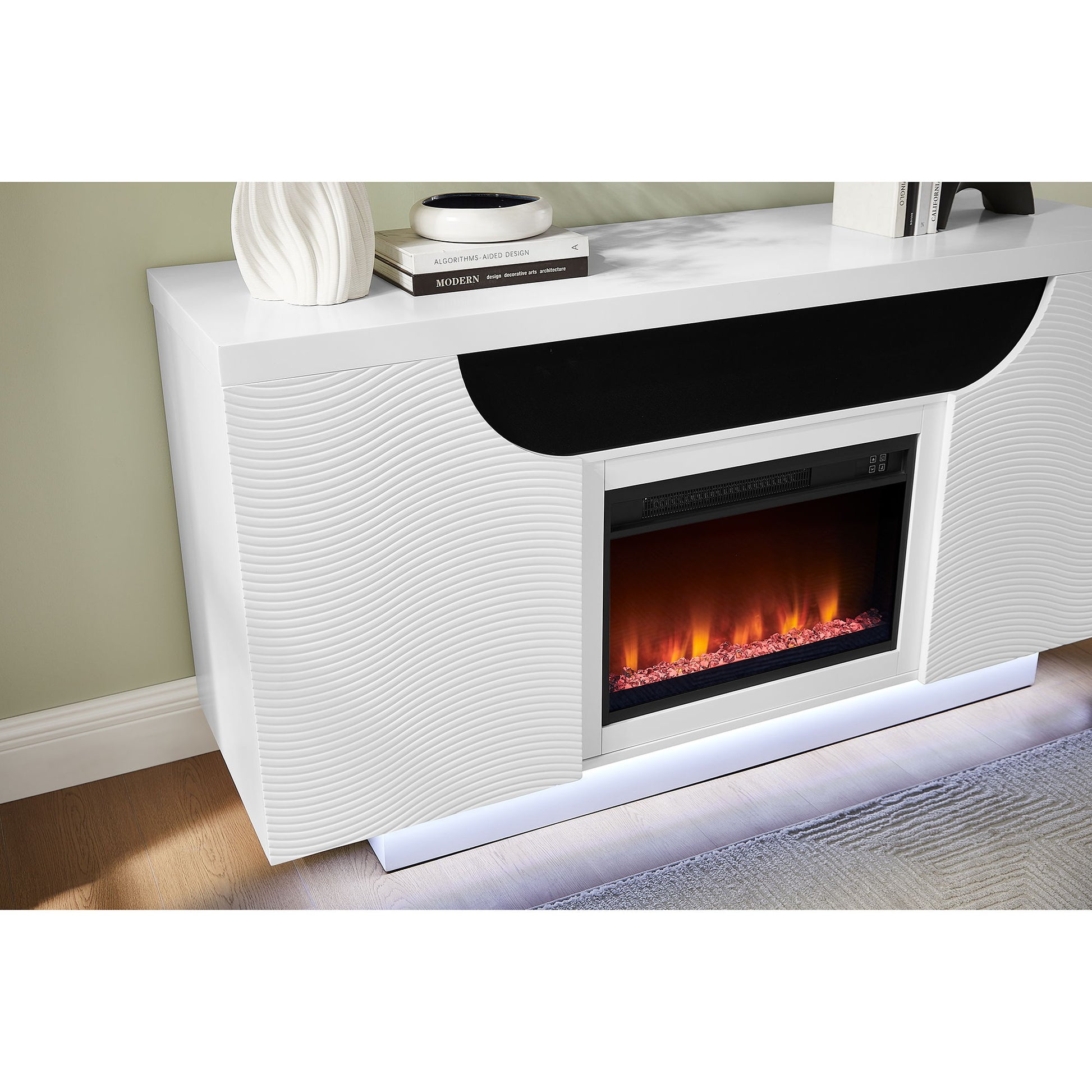 Alessia - Electric Fireplace With Multi Color LED And Flame Settings Global Furniture USA