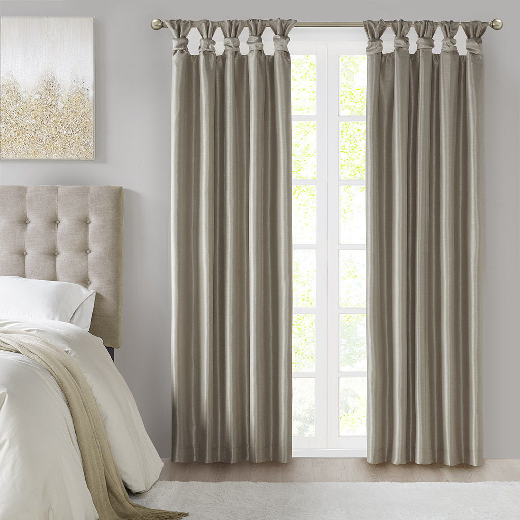 Emilia - 95" Twist Tab Total Blackout Window Curtain - Pewter