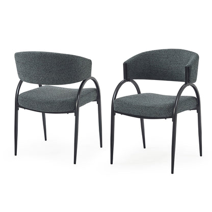 Contemporary Upholstered Dining Chairs With Metal Legs (Set of 2) Noble House