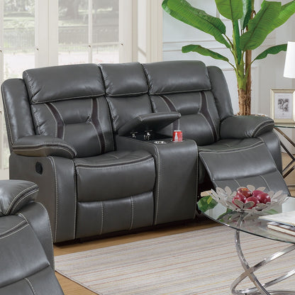 Modern Reclining Loveseat With Console, Cup Holders, Storage Home Essentials