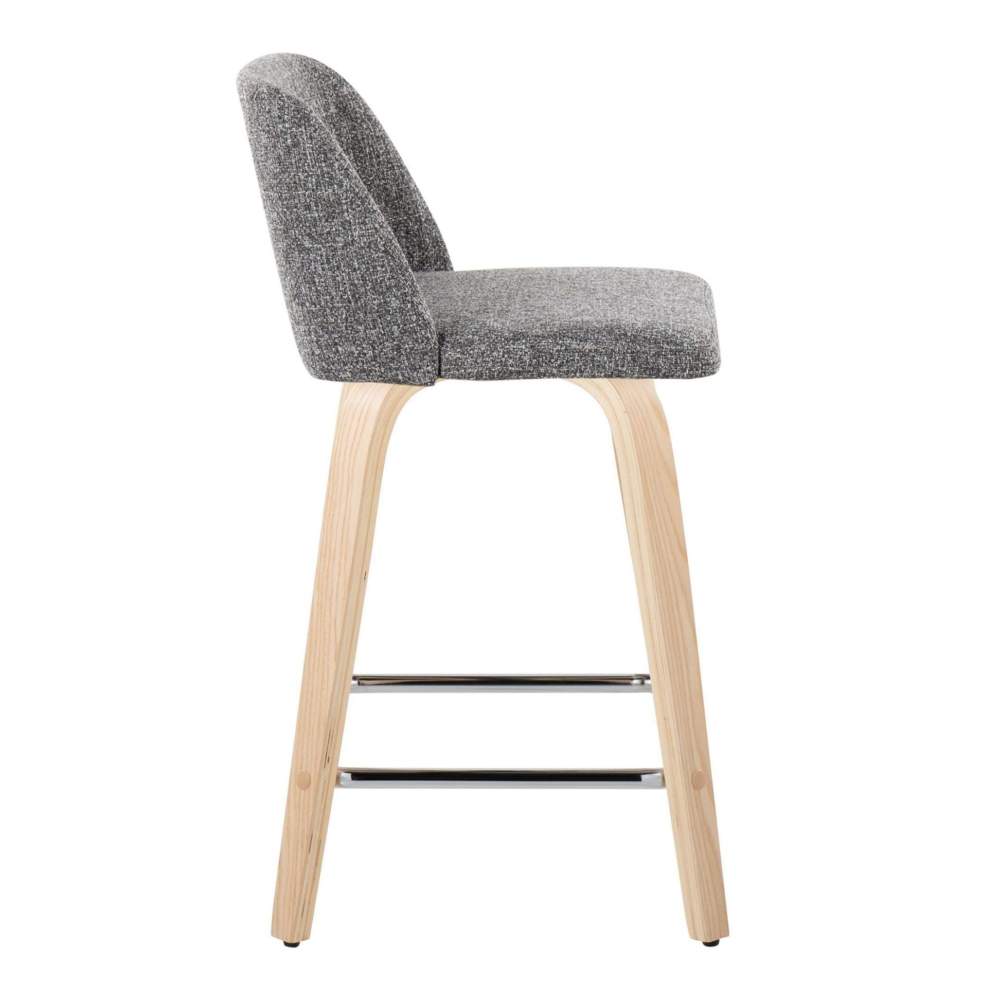 Toriano - Contemporary Fixed Height Counter Stool With Swivel With Square Footrest (Set of 2) Lumi Source