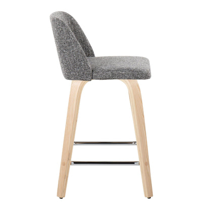 Toriano - Contemporary Fixed Height Counter Stool With Swivel With Square Footrest (Set of 2) Lumi Source