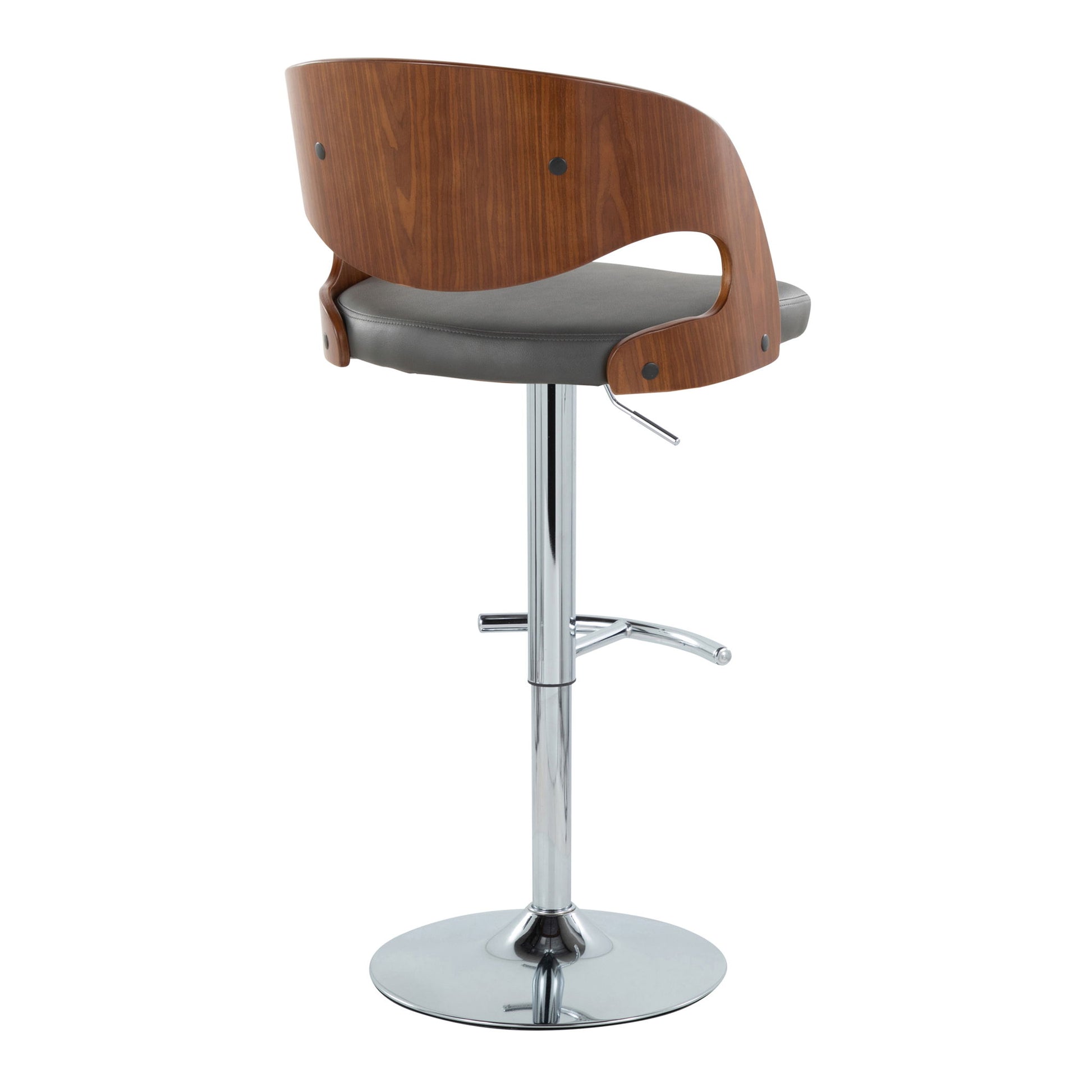 Pino - Mid Century Modern Adjustable Barstool & Swivel With Rounded T Footrest (Set of 2) Lumi Source