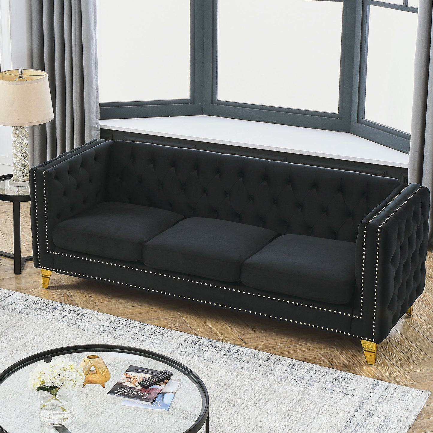 Modern Sofa With Button Tufting, Upholstered Couch For Living Room Home Essentials