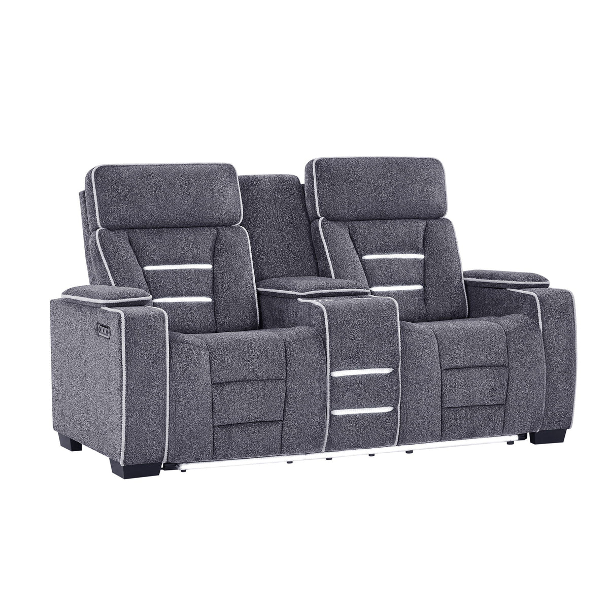 Austin - Console Reclining Loveseat With Storage Arms - Gray Global Furniture USA
