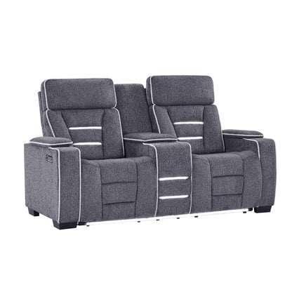 Austin - Console Reclining Loveseat With Storage Arms - Gray Global Furniture USA