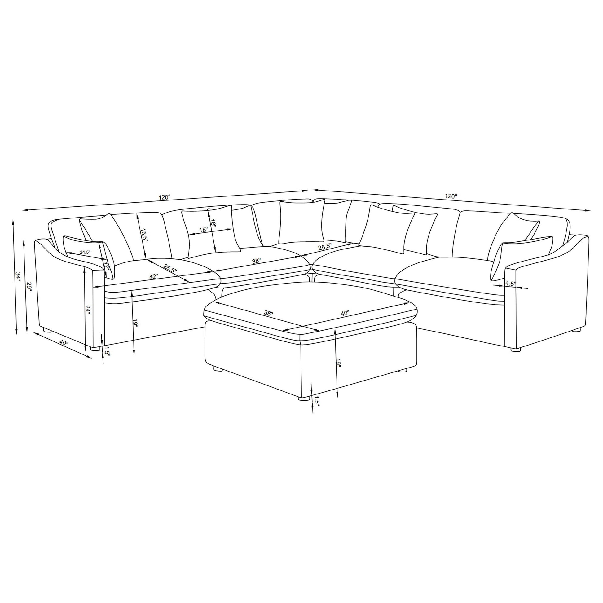 Greeley - 6 Piece Upholstered Modular Sectional Sofa - Ivory Furniture Max