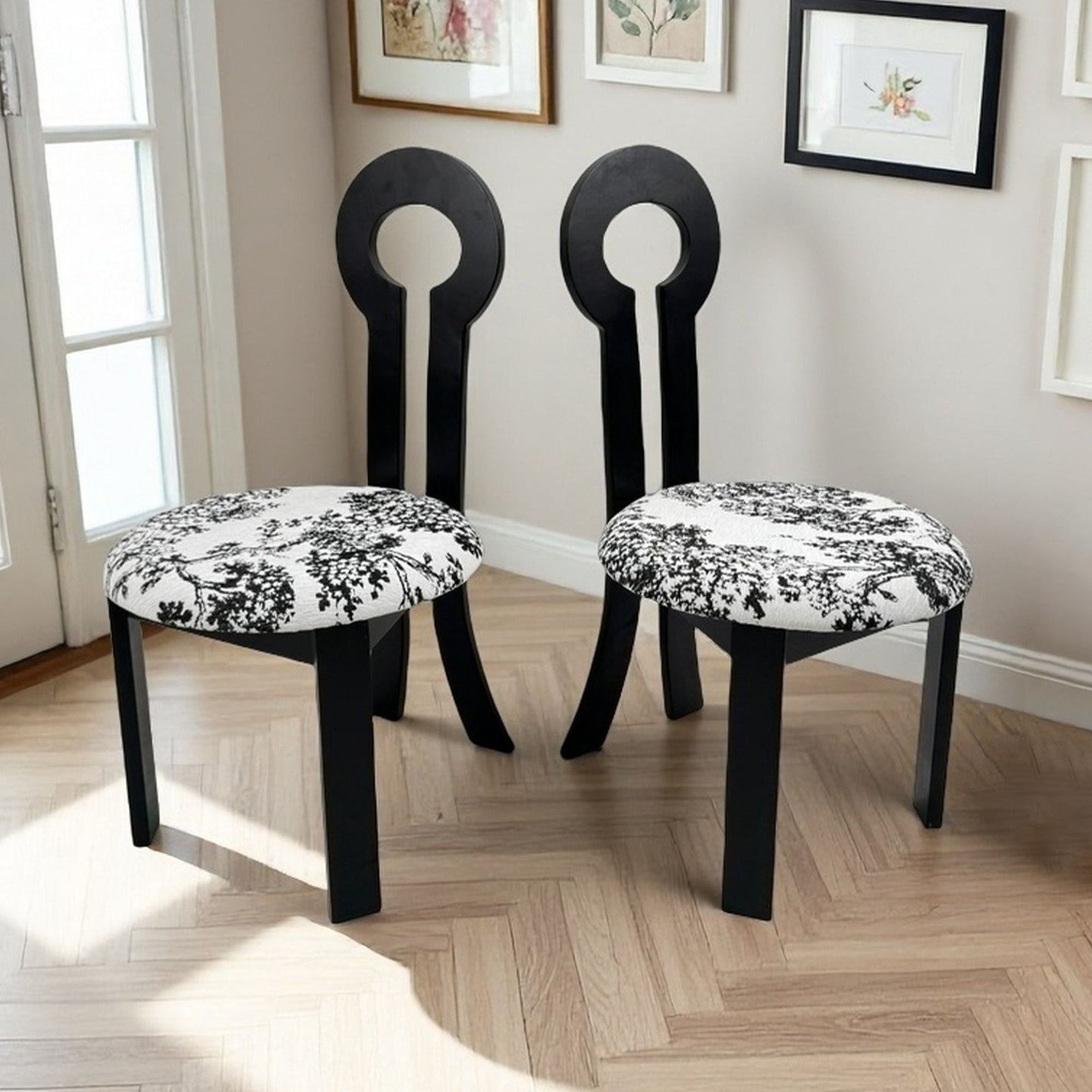 Key Design, Dining Chairs (Set of 2) - White / Black Home Essentials