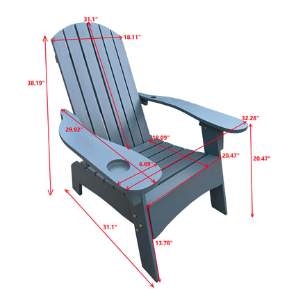 Outdoor Or Indoor Wood Adirondack Chair With An Hole To Hold Umbrella, On The Arm Home Essentials