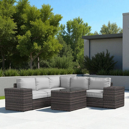Modern Patio Rattan Sectional Set With Cushions LSI Patio Furniture