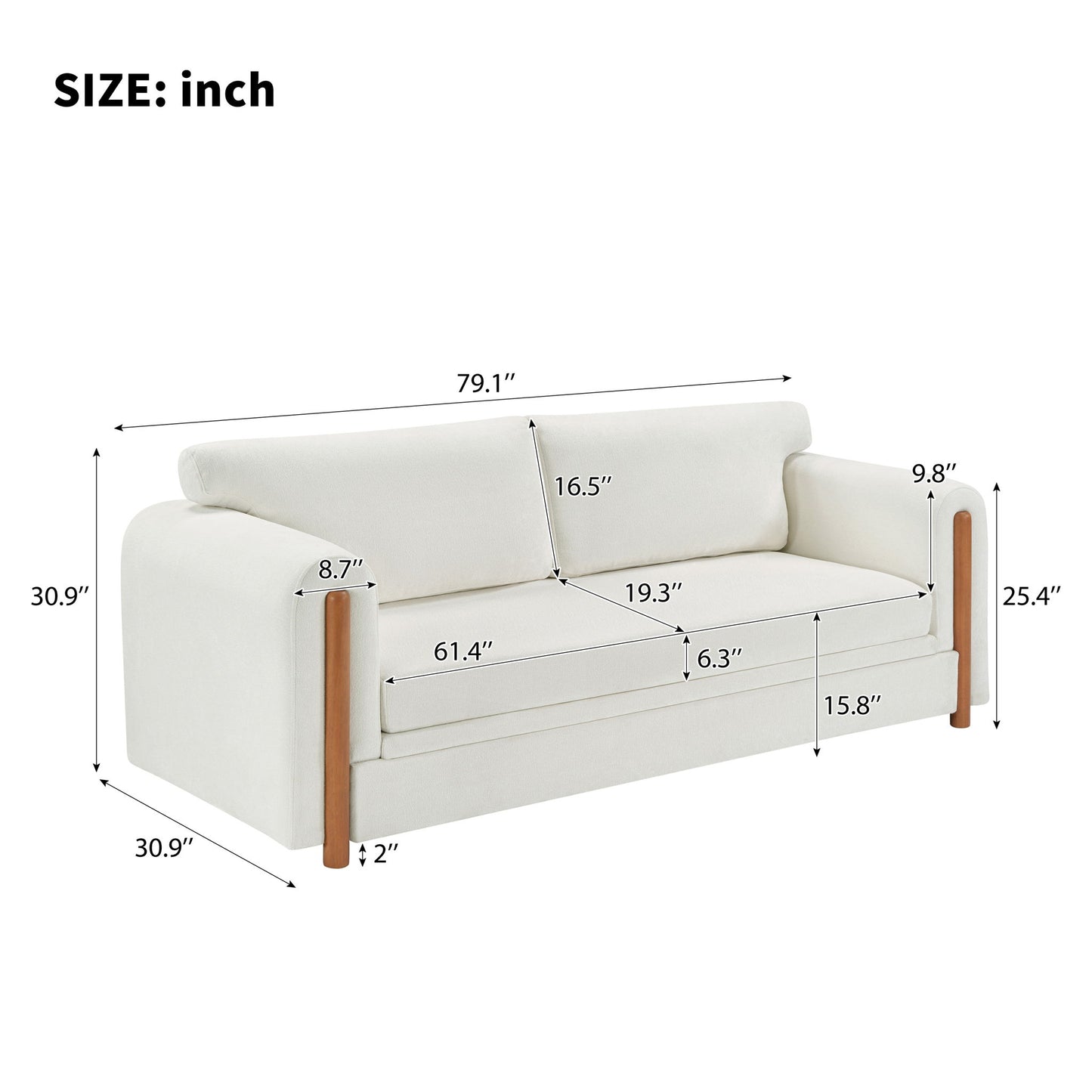 Modern 3 Seater Upholstered Couch Sofa For Living Room Noble House