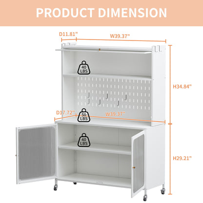 Contemporary Kitchen Pantry Cabinet With Glass Doors, Adjustable Shelves, Steel - Brushed Nickel Home Essentials