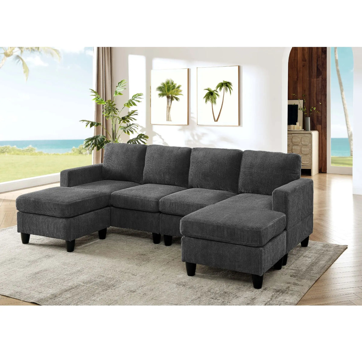 Modular Sectional With 2 Ottomans Home Essentials