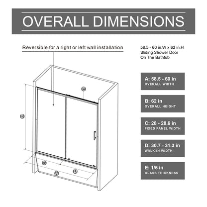 Sliding Shower Door For Bathtub - Matt Black Daily Nest