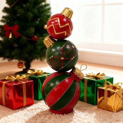 Classic Stacked Christmas Ball Decoration With Durable Construction - Red Noble House