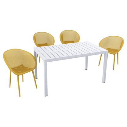 4 Pack Lounge Chair Set With Long Table Home Essentials