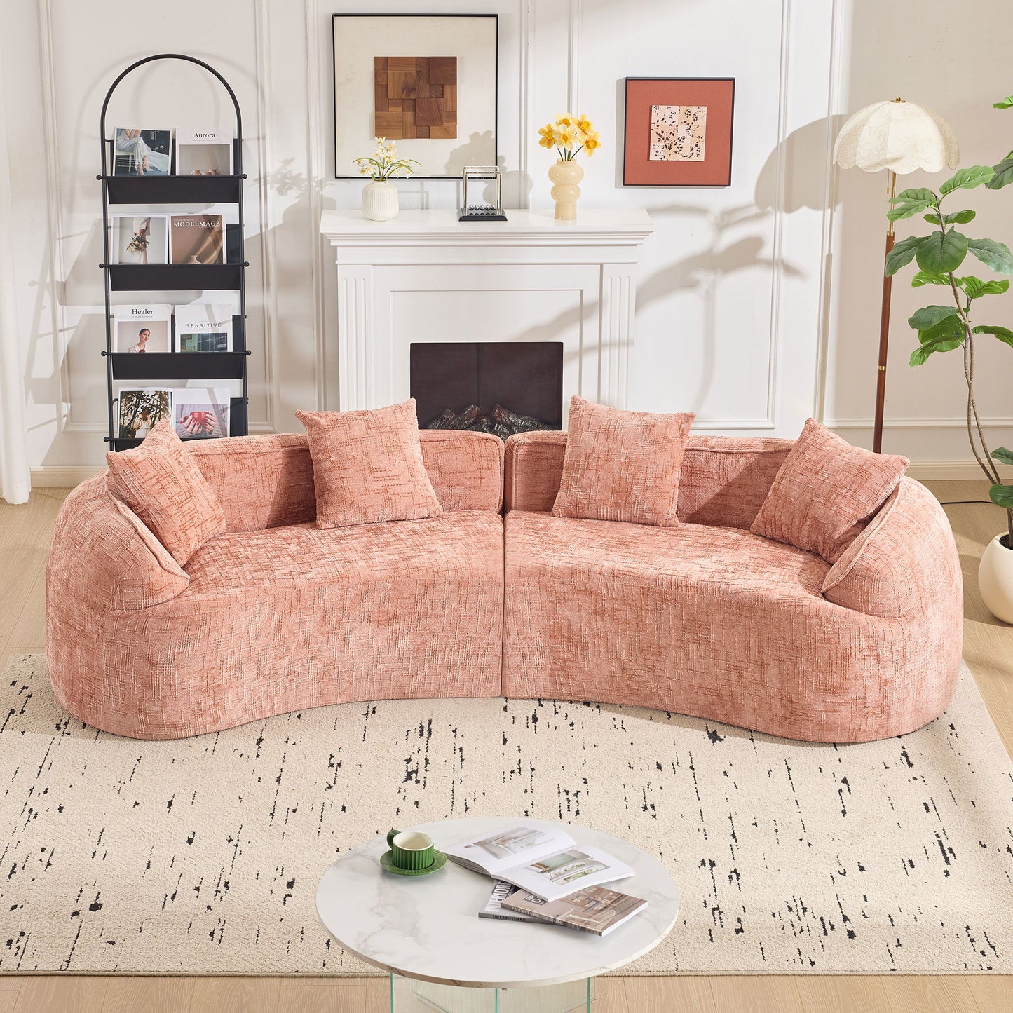 Curved Compressed Sofa, Nordic-Style Design For Living Room Home Essentials