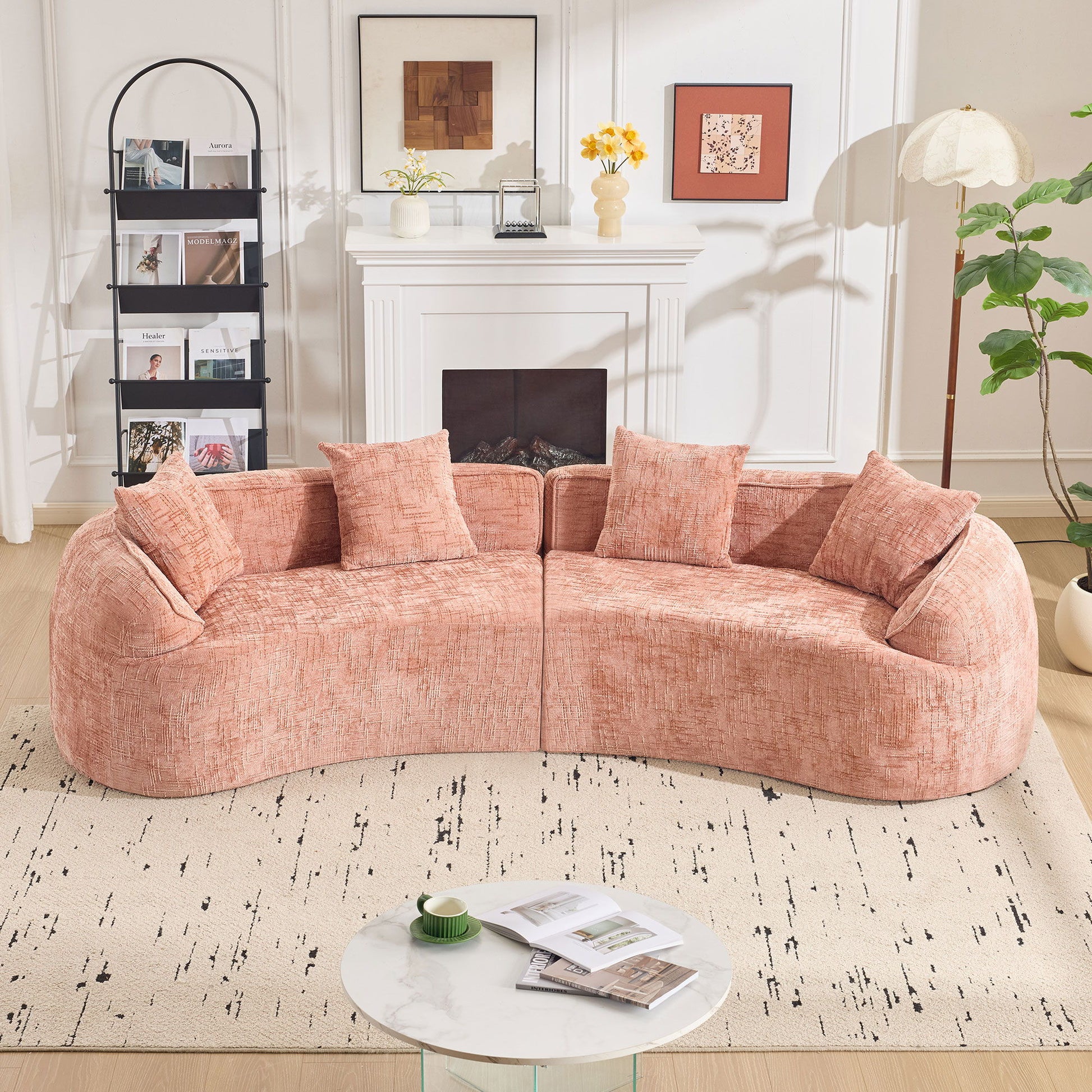 Curved Compressed Sofa, Nordic-Style Design For Living Room Home Essentials