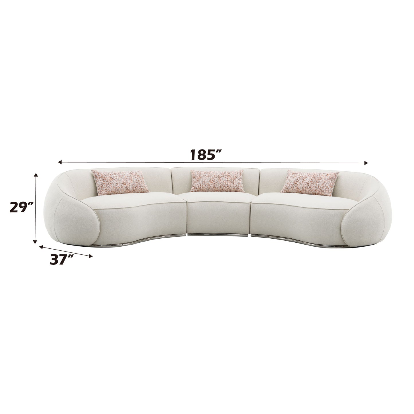 Sahara - Boucle Sectional Sofa With 3 Pillows - Beige Acme
