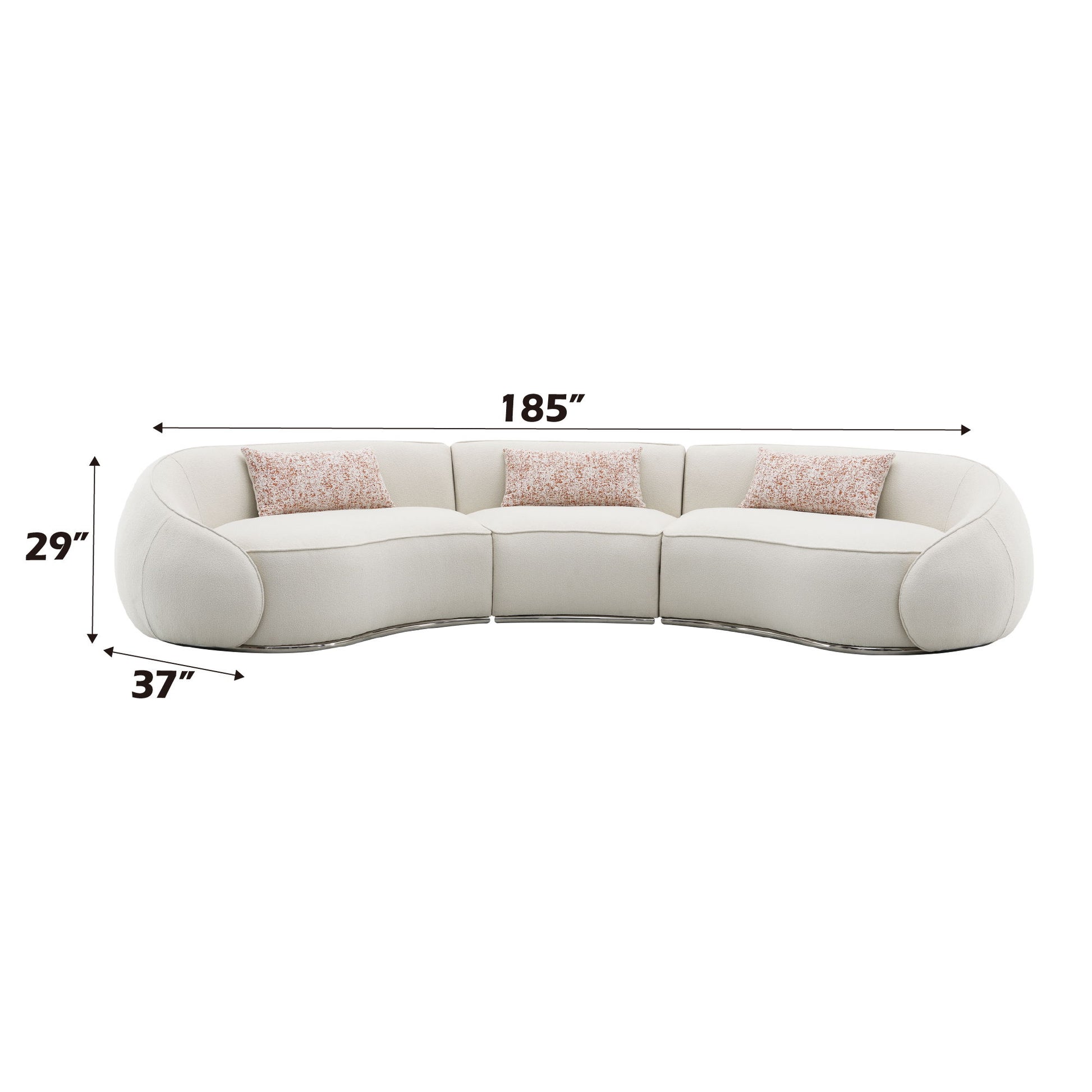 Sahara - Boucle Sectional Sofa With 3 Pillows - Beige Acme
