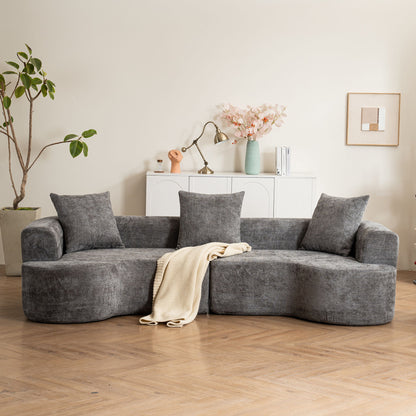 Modern Style Ultra Smooth Curved Sofa With 3 Pillows Home Essentials