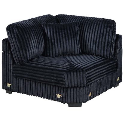 1 Piece Corner Wedge Only Texture Upholstered Modular Living Room Furniture - Black Home Essentials