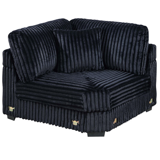 1 Piece Corner Wedge Only Texture Upholstered Modular Living Room Furniture - Black Home Essentials