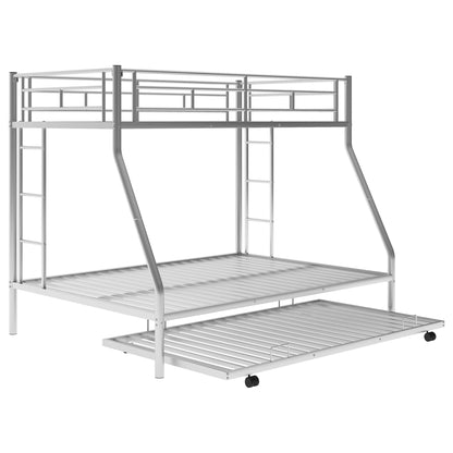 Bunk Bed With Steel Frame And Trundle, 2 Side Ladders Hearth and Haven