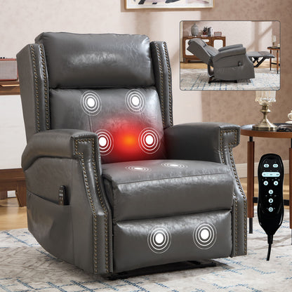Manual Recliner Chair  With Heavy Duty Motion Mechanism, 8 Vibrating Nodes And 3 Massage Modes For Living Room Home Essentials