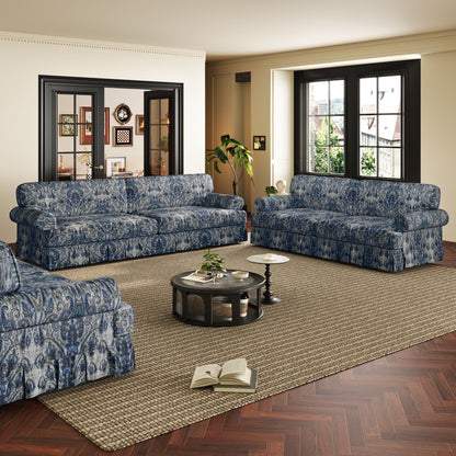 Luxuriously Comfortable Cloud Couch With Elegant Rolled Arms & Pleated Skirt Design Home Essentials