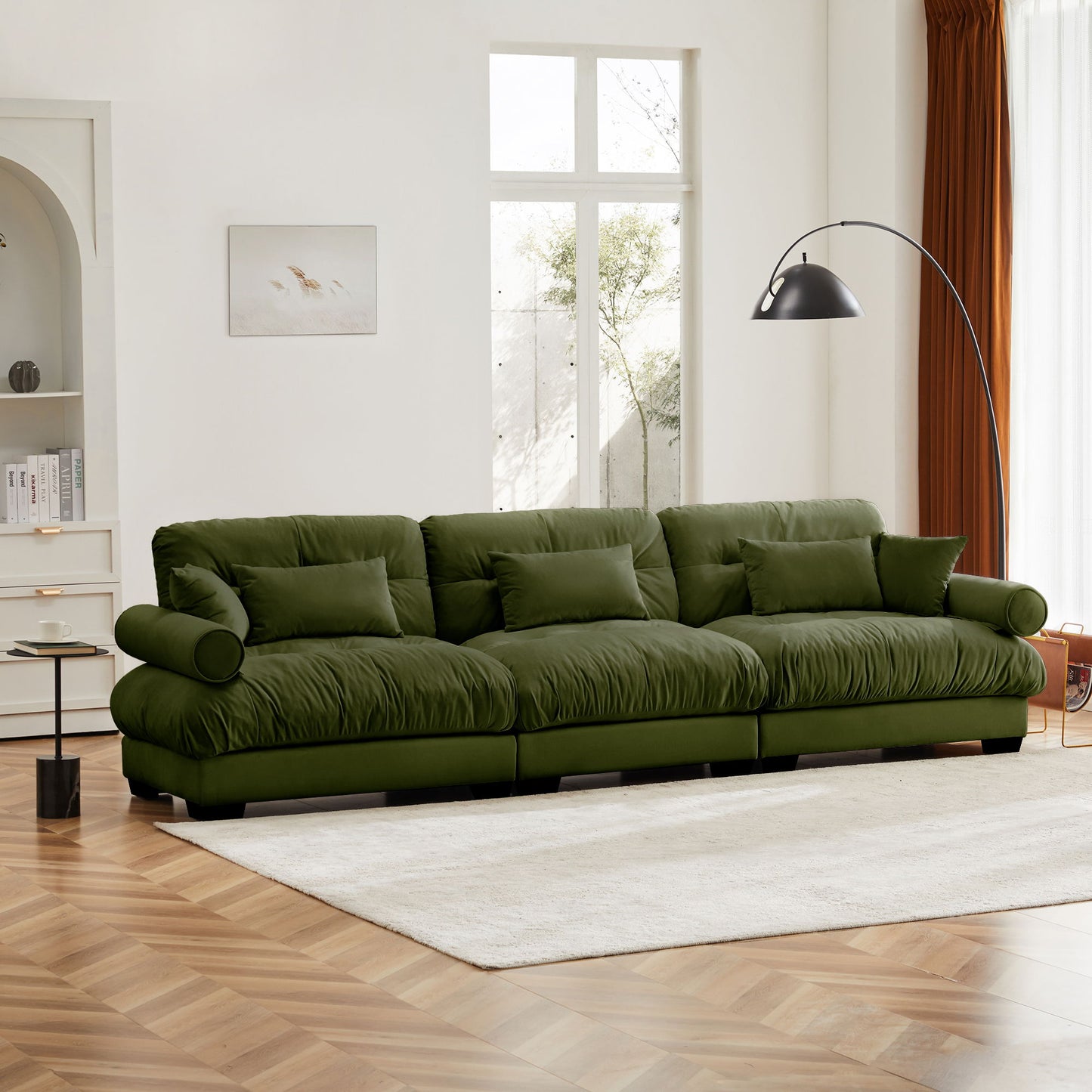 Modern Sofa With Bolstered Armrests And Pillows Home Essentials