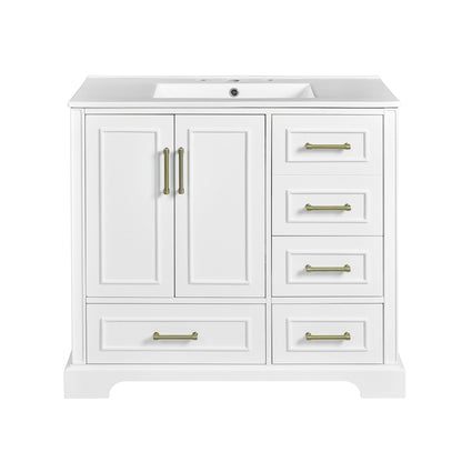 Traditional Bathroom Vanity With Soft Close Doors And Drawers Hearth and Haven